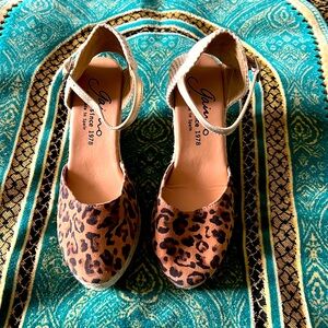 Gaimo Leopard espadrille wedges, size 38